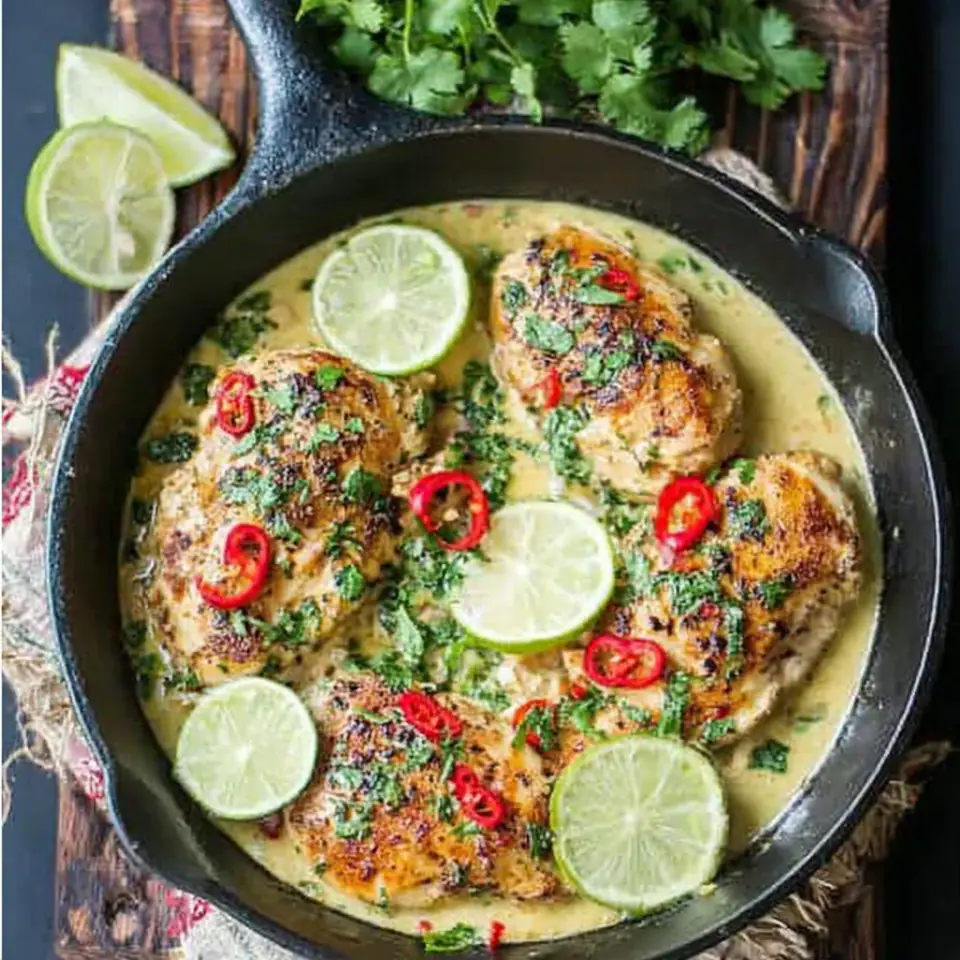 Coconut Lime Chicken (Dairy Free) served on the table