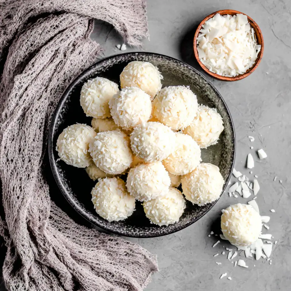 Coconut Truffles served on the table