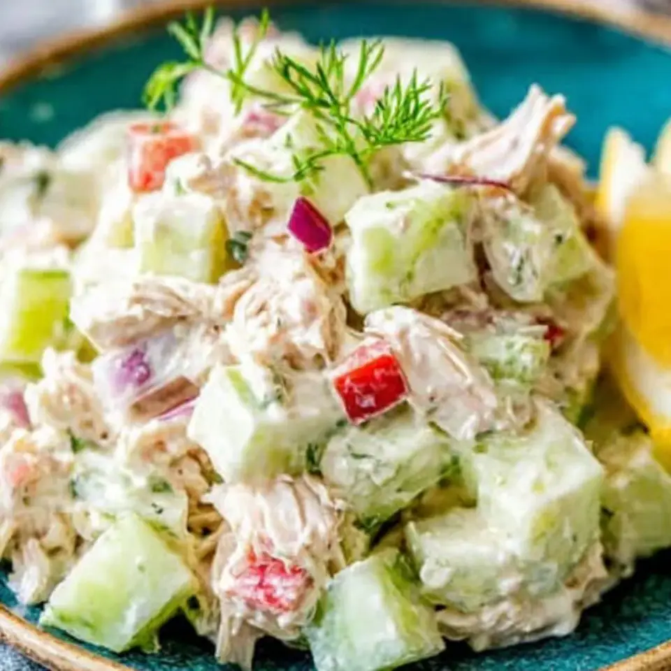 Cold Cucumber Chicken Salad, ready to serve