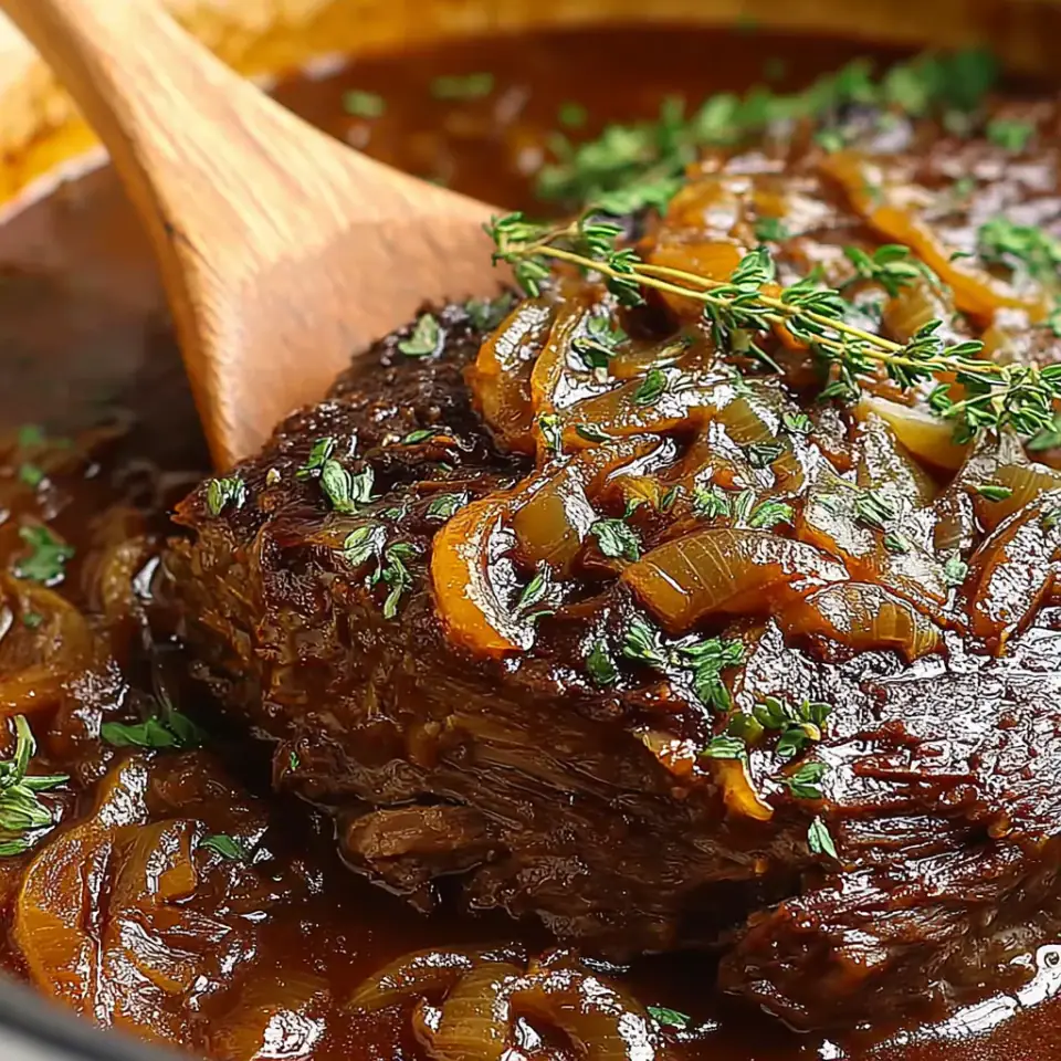 A close look at Comforting French Onion Pot Roast