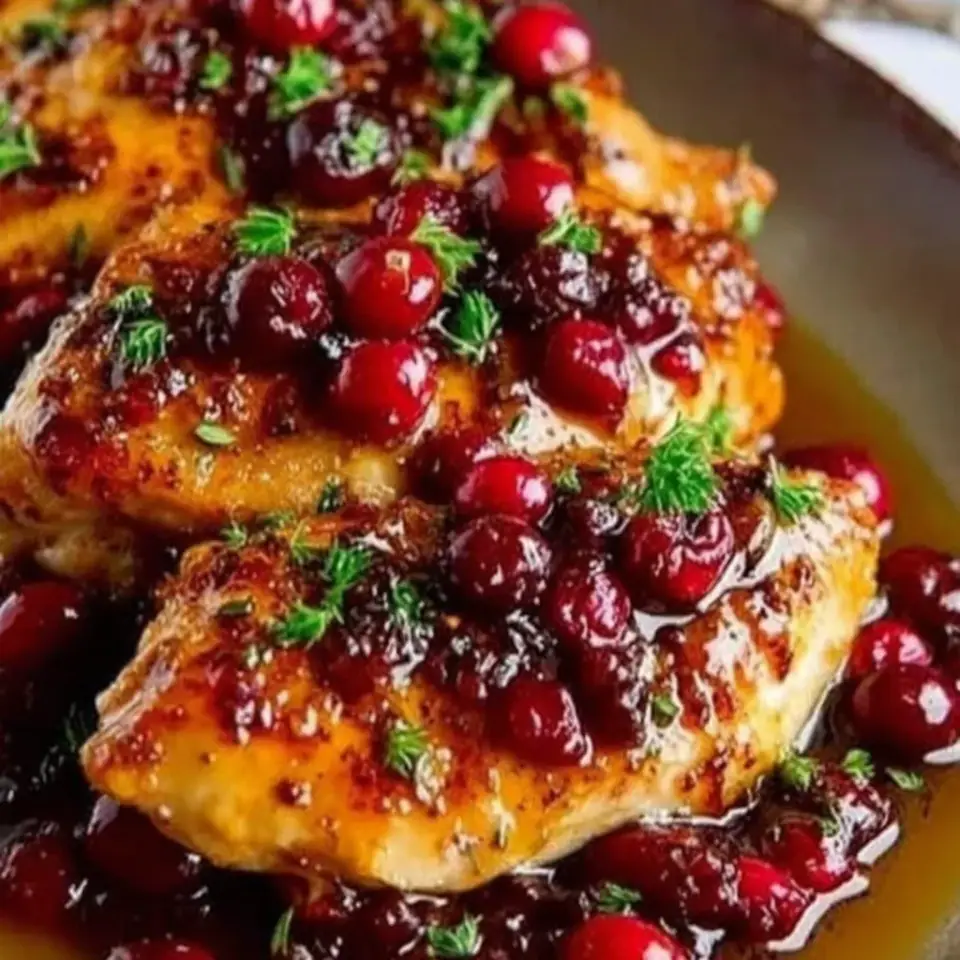 Cranberry Orange Glazed Chicken, ready to serve