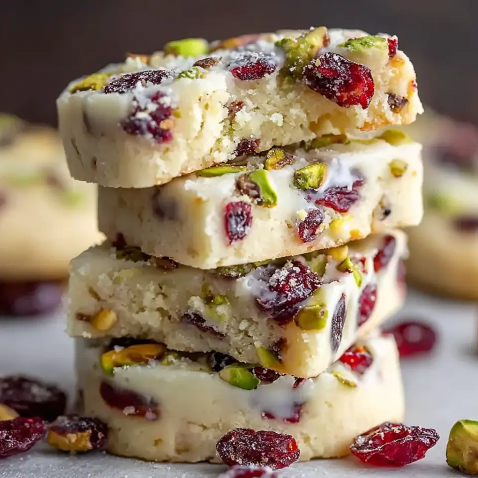 A close look at Cranberry Pistachio Shortbread Cookies