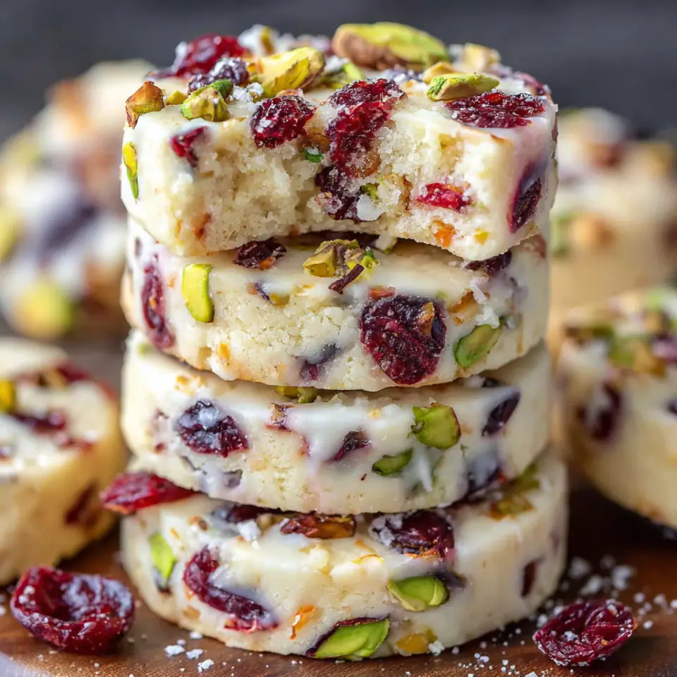 Cranberry Pistachio Shortbread Cookies