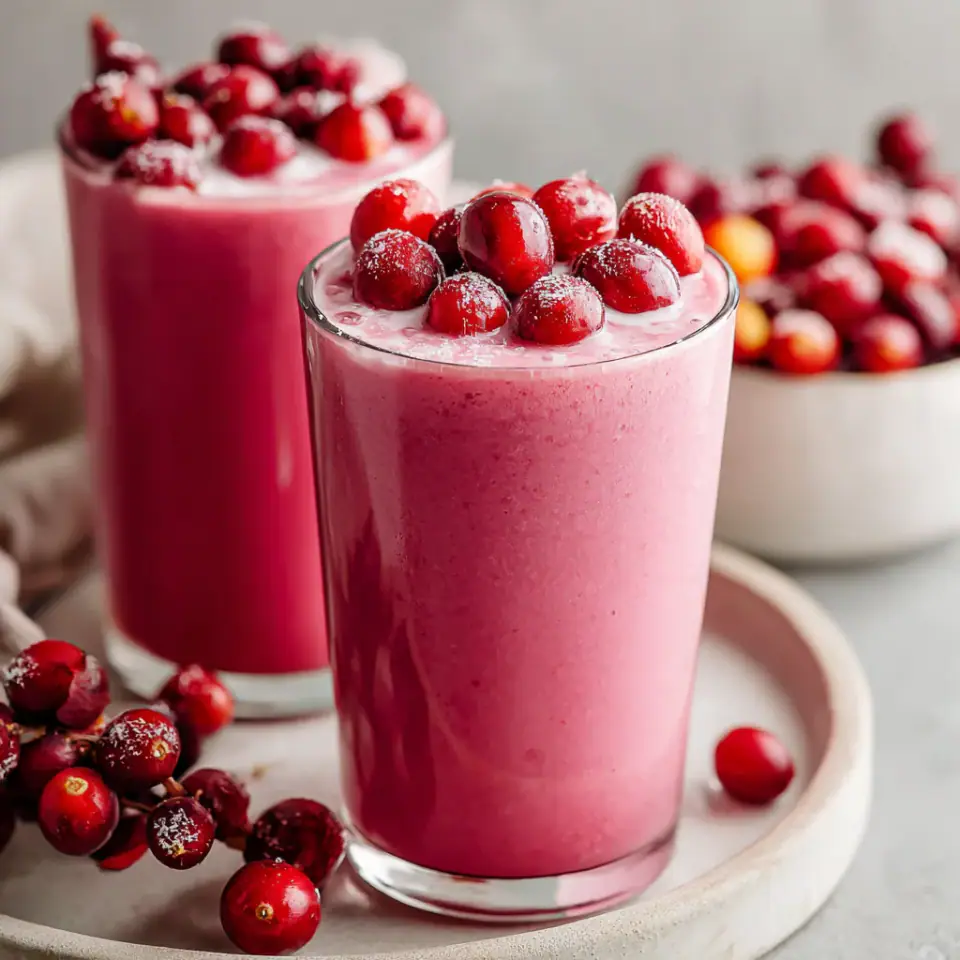Cranberry Smoothie served on the table