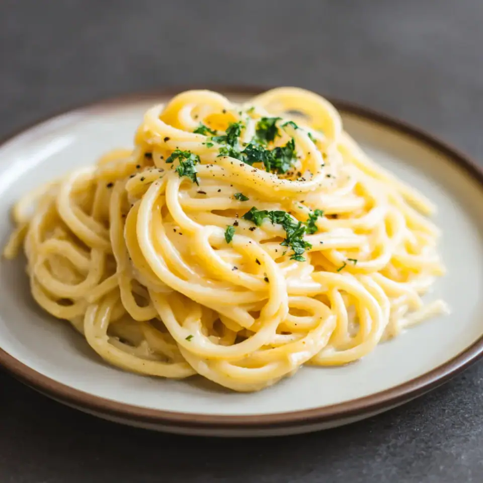 Creamy Cashew Alfredo Pasta served on the table