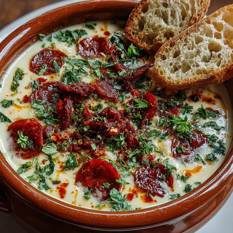 Creamy Charcuterie Soup, ready to serve