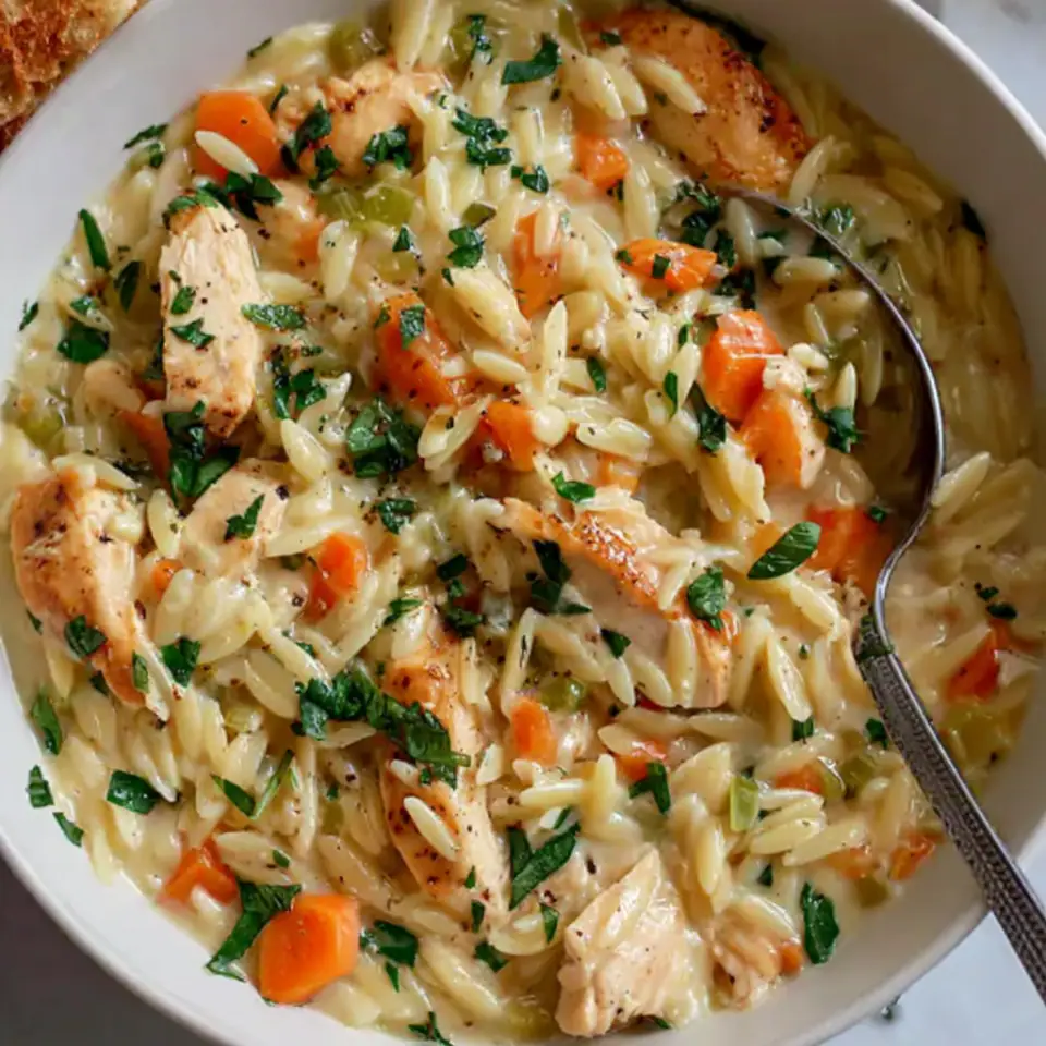 Creamy Chicken Pot Pie Orzo Recipe