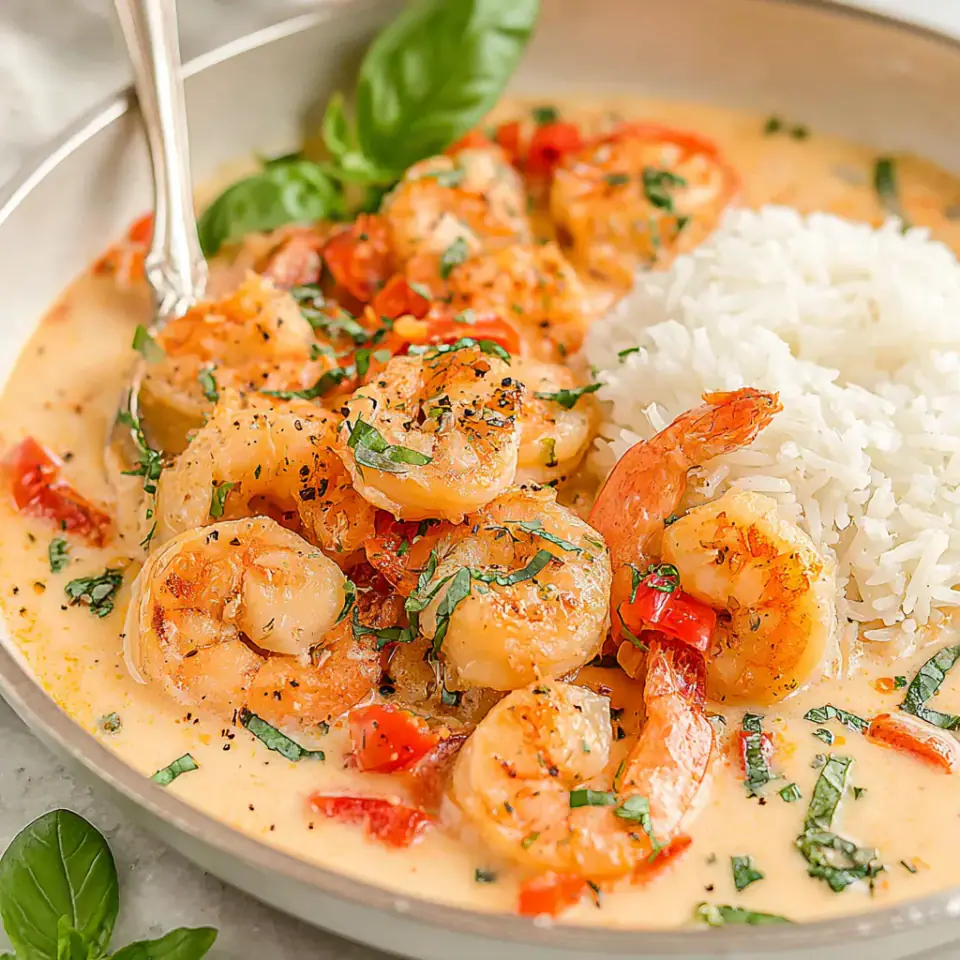 Creamy Coconut Shrimp served on the table