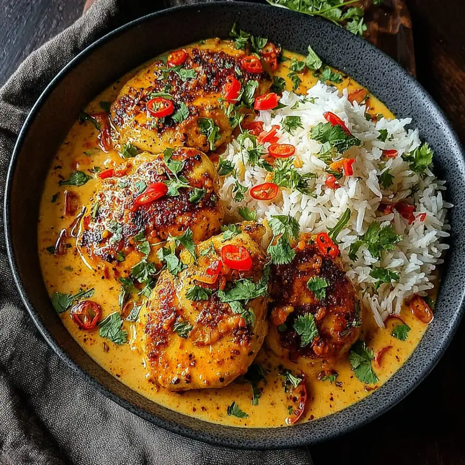 A close look at Creamy Peri-Peri Chicken with Rice