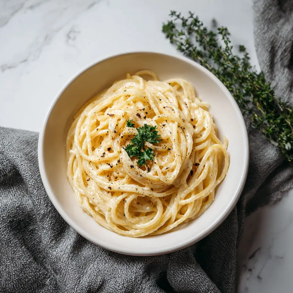 Creamy Vegan Garlic Spaghetti