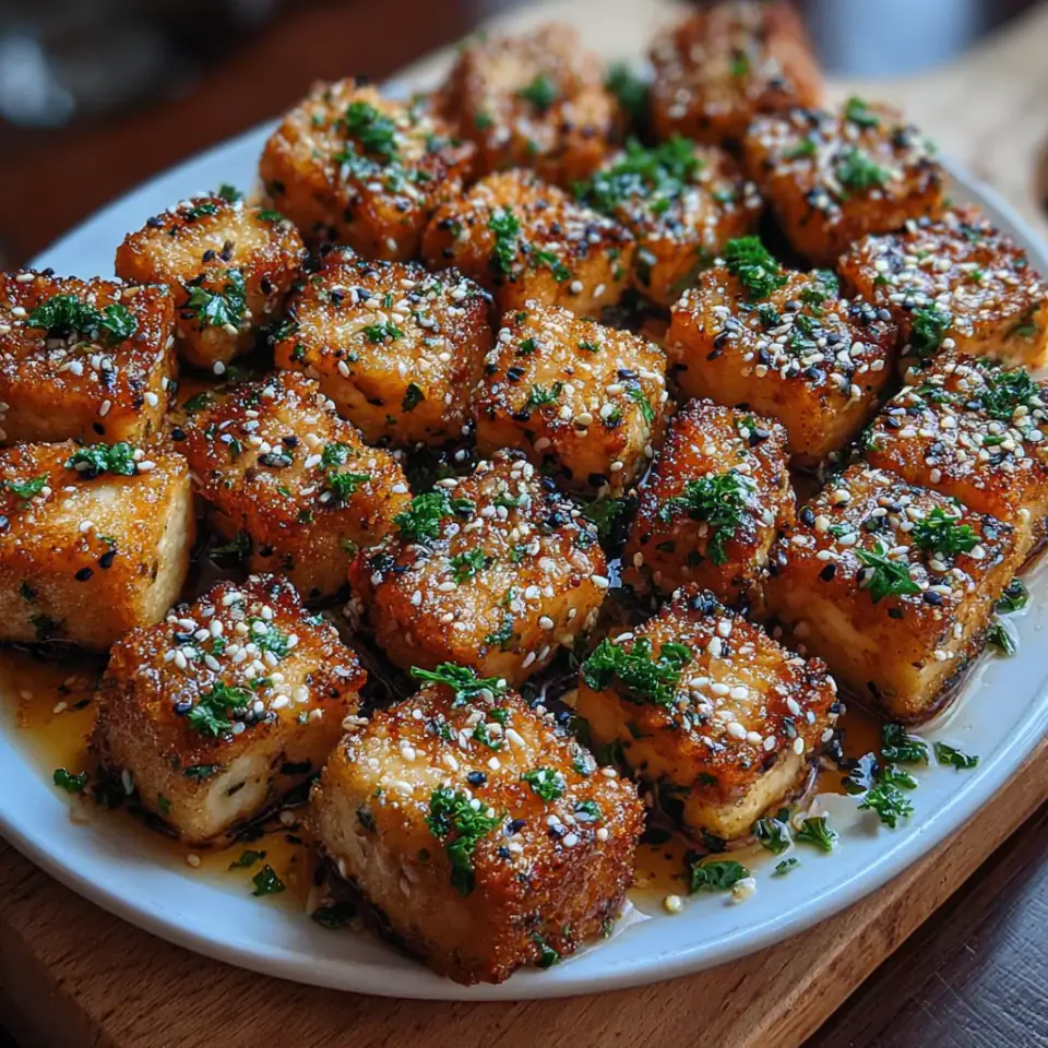 A close look at Crispy Garlic Butter Tofu Bites