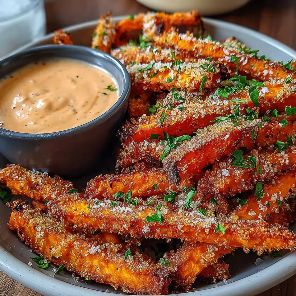 Crispy Oven Baked Sweet Potato Fries, ready to serve