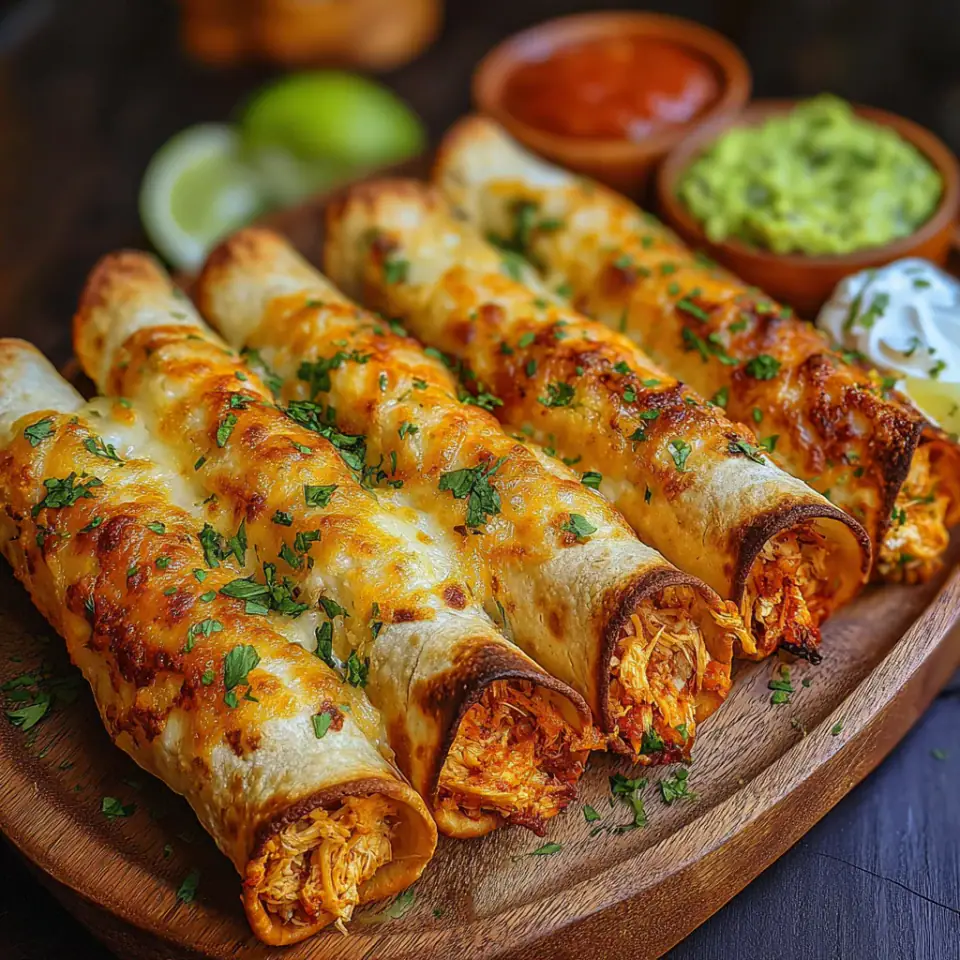 A close look at Crunchy Oven-Baked Chicken Taquitos Recipe