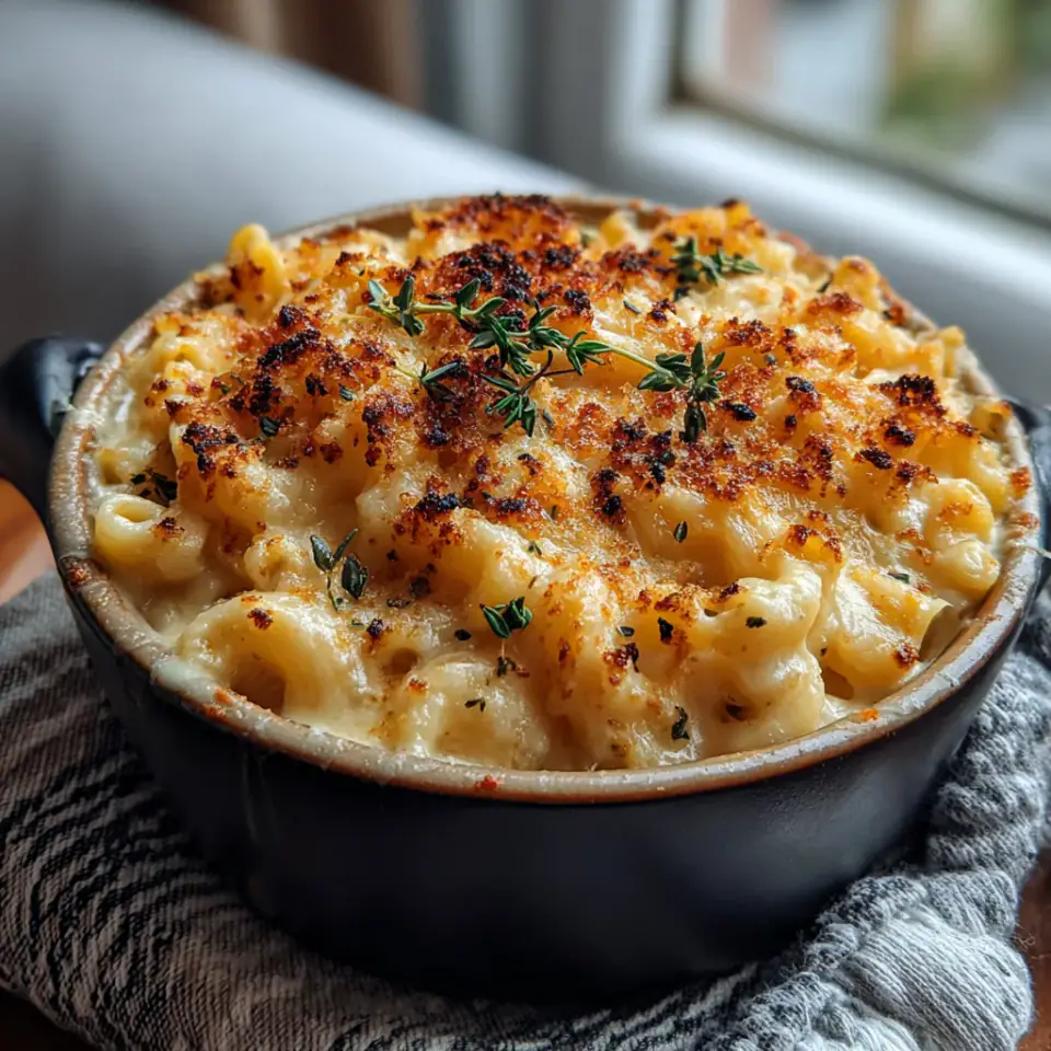 A close look at French Onion Soup Mac and Cheese