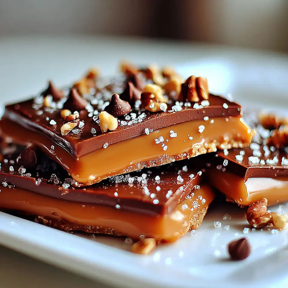 Homemade Chocolate Toffee served on the table