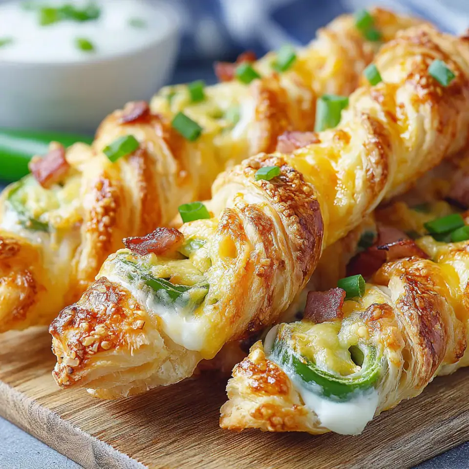 Jalapeño Popper Puff Pastry Twists served on the table