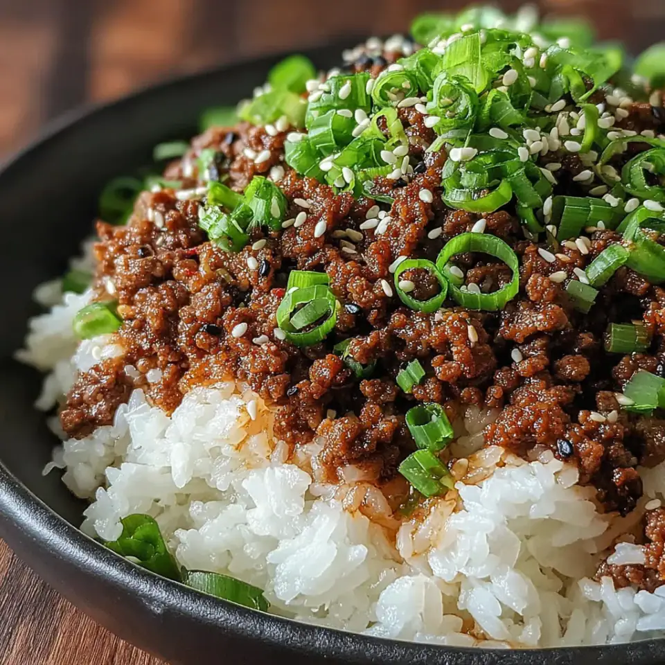Korean Ground Beef Bowl, ready to serve