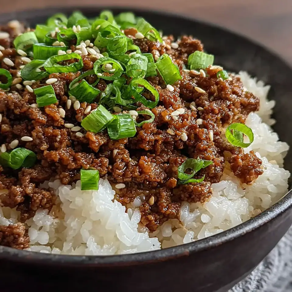 Korean Ground Beef Bowl served on the table