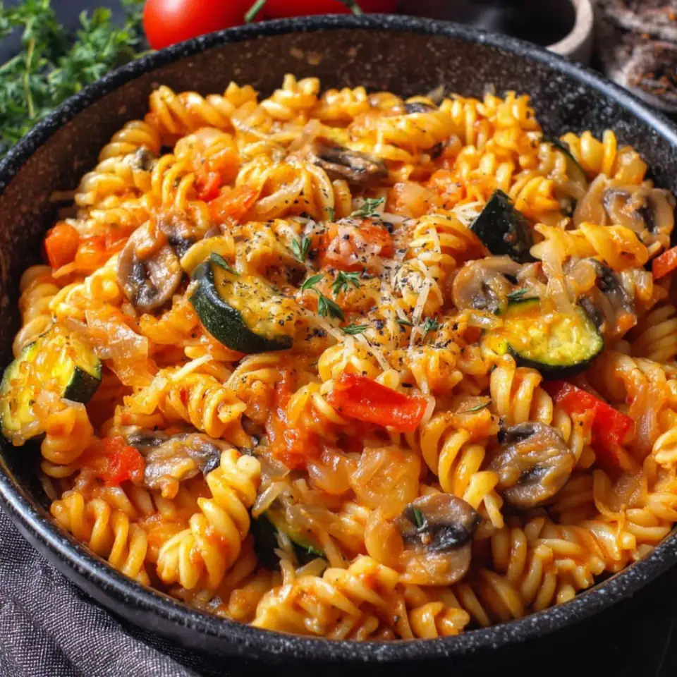 One Pot Veggie Pasta, ready to serve