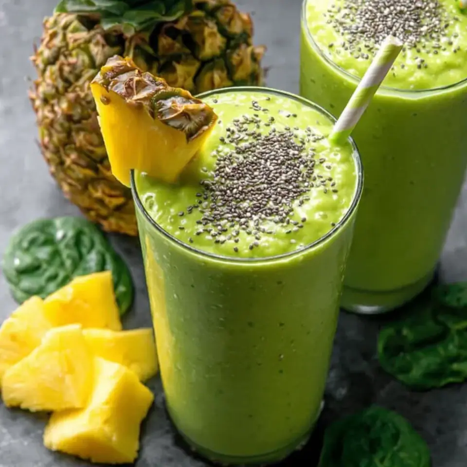 A close look at Detox Green Pineapple Avocado Smoothie Recipe