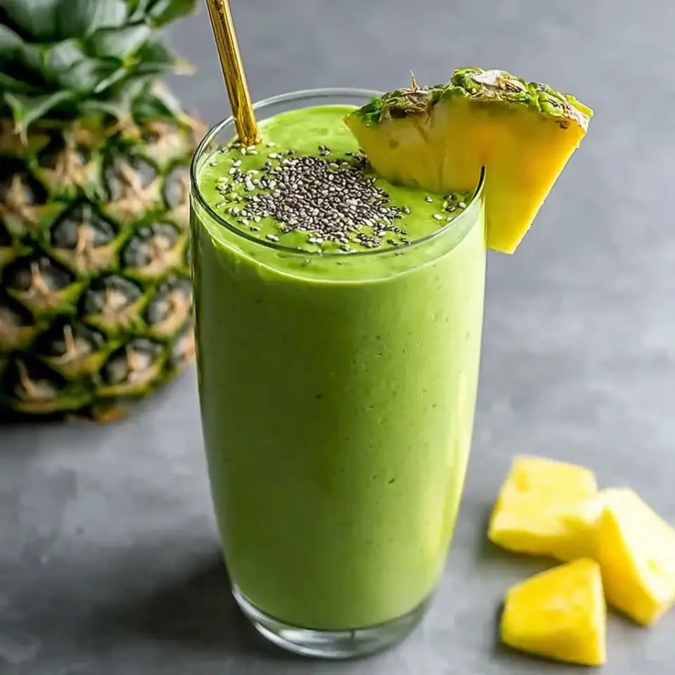 Detox Green Pineapple Avocado Smoothie Recipe