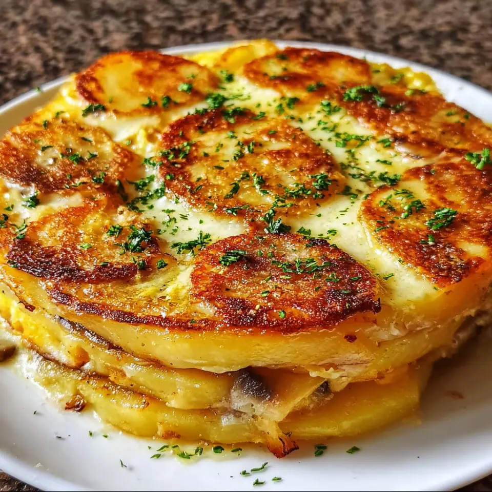 Potato Egg Bake with Mushroom Topping