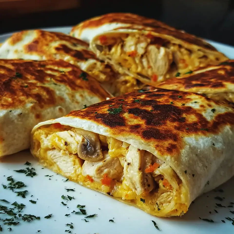 Creamy Chicken and Mushroom Stuffed Flatbread
