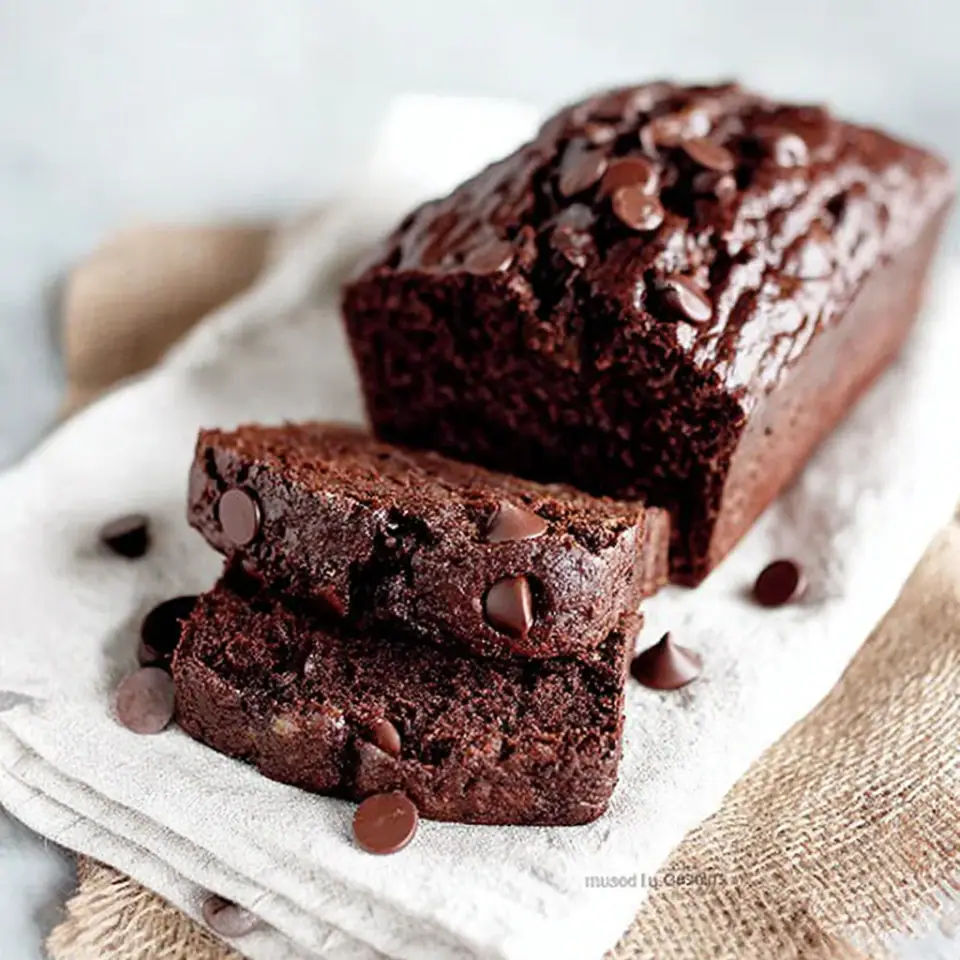 Double Chocolate Banana Bread Recipe, ready to serve