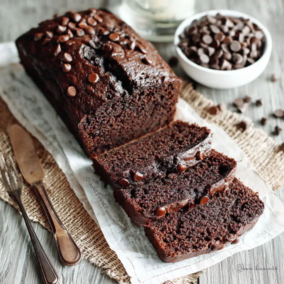 Double Chocolate Banana Bread Recipe served on the table