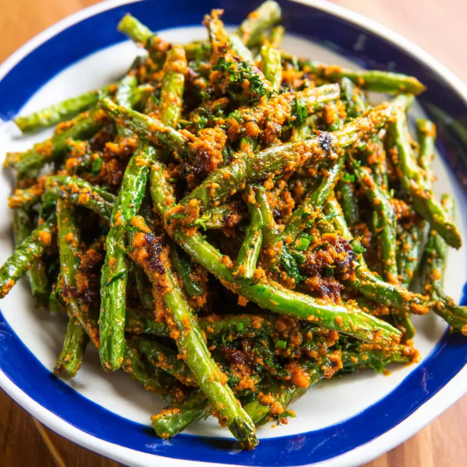 Dry-Fried Green Beans With Romesco Sauce Recipe
