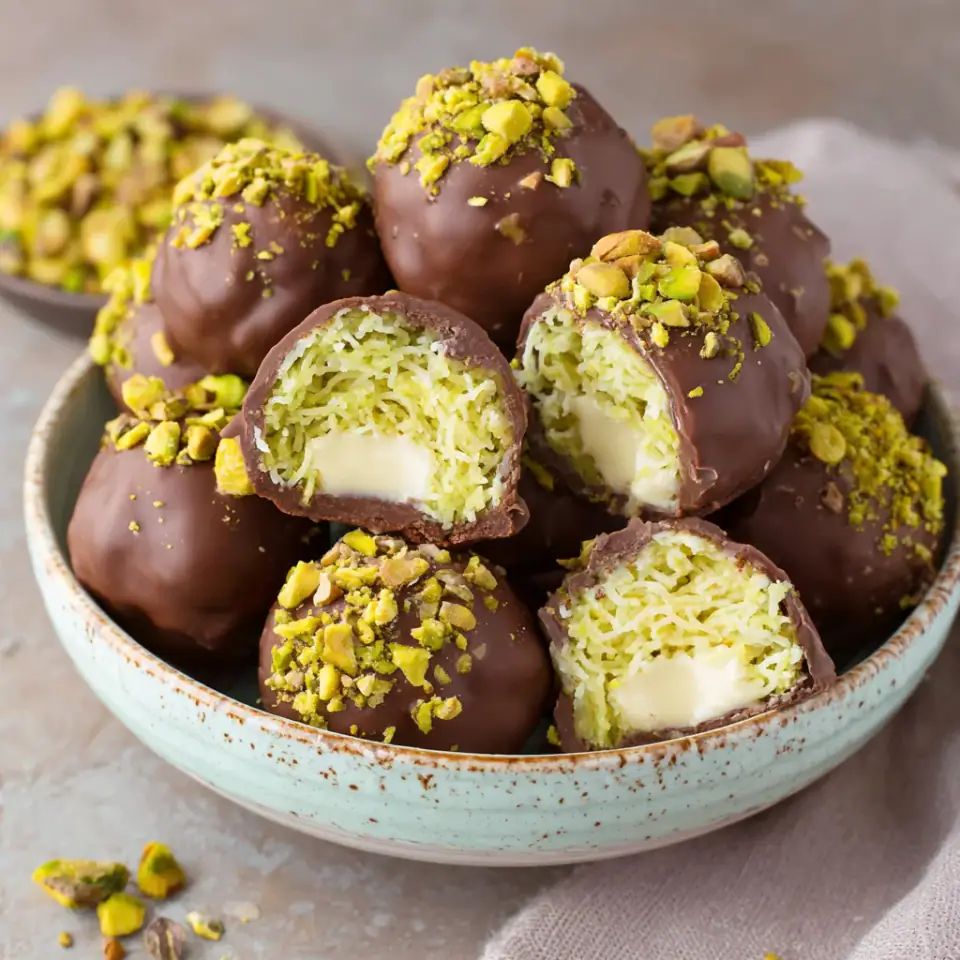 Dubai Chocolate Balls served on the table