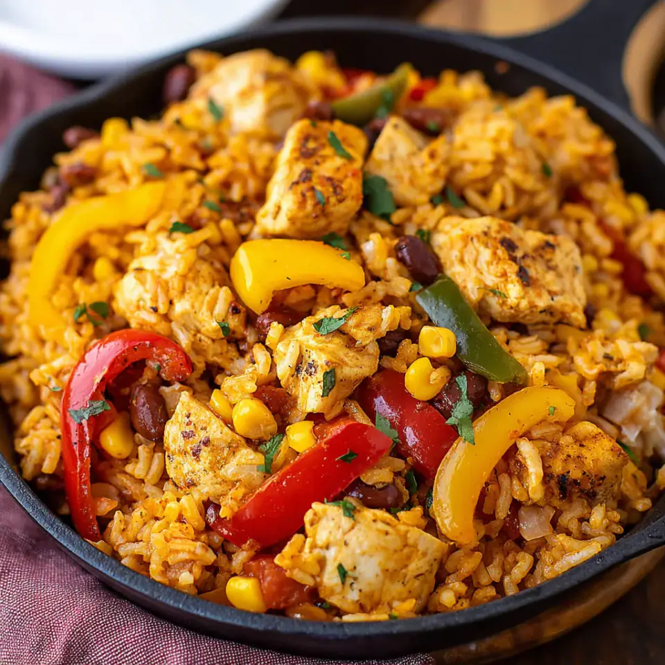 Easy Chicken Fajita Rice Casserole, ready to serve