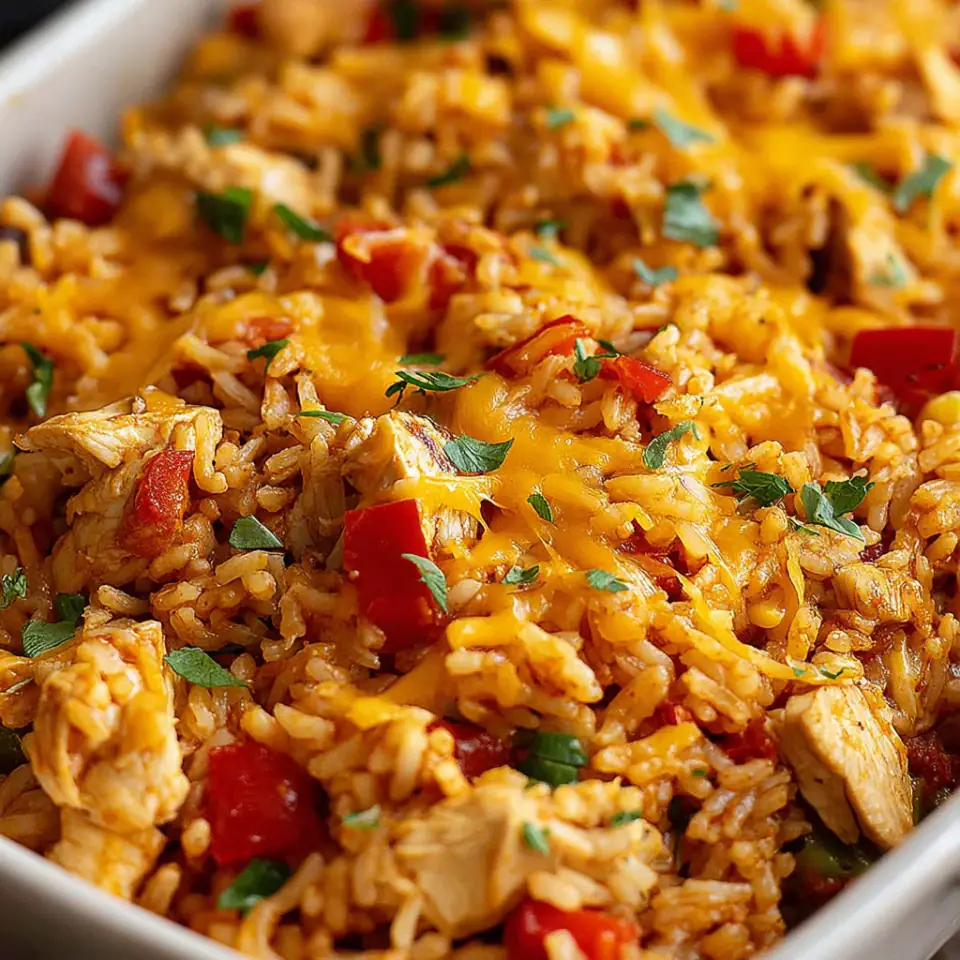 A close look at Easy Chicken Fajita Rice Casserole