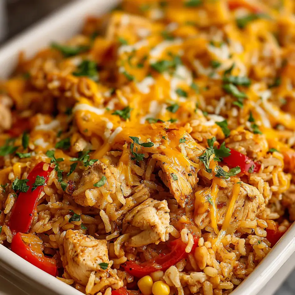 Easy Chicken Fajita Rice Casserole