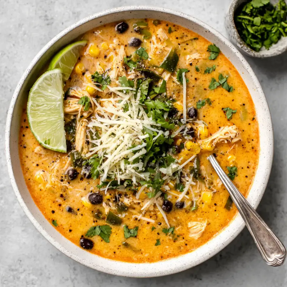 A close look at Easy Chicken, Poblano, and Black Bean Soup