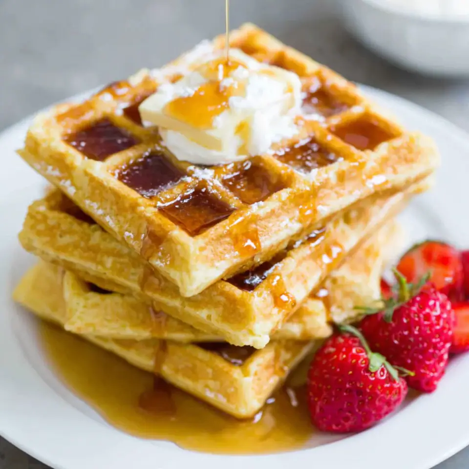 Easy Crispy Waffles, ready to serve