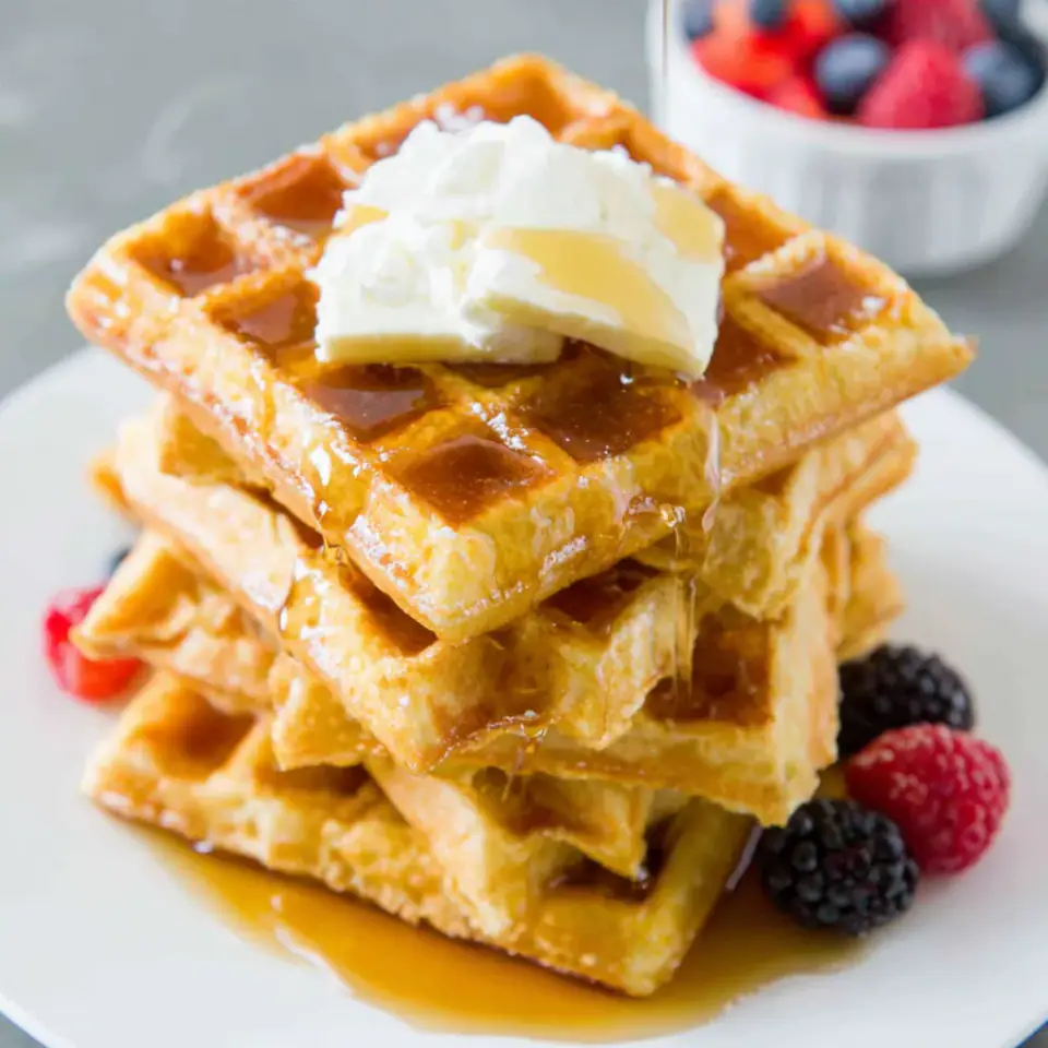 Easy Crispy Waffles served on the table