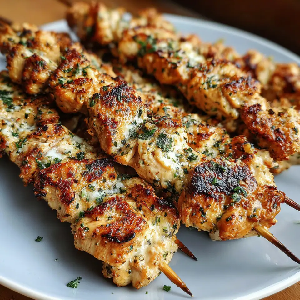 Easy Garlic Parmesan Chicken Skewers Recipe