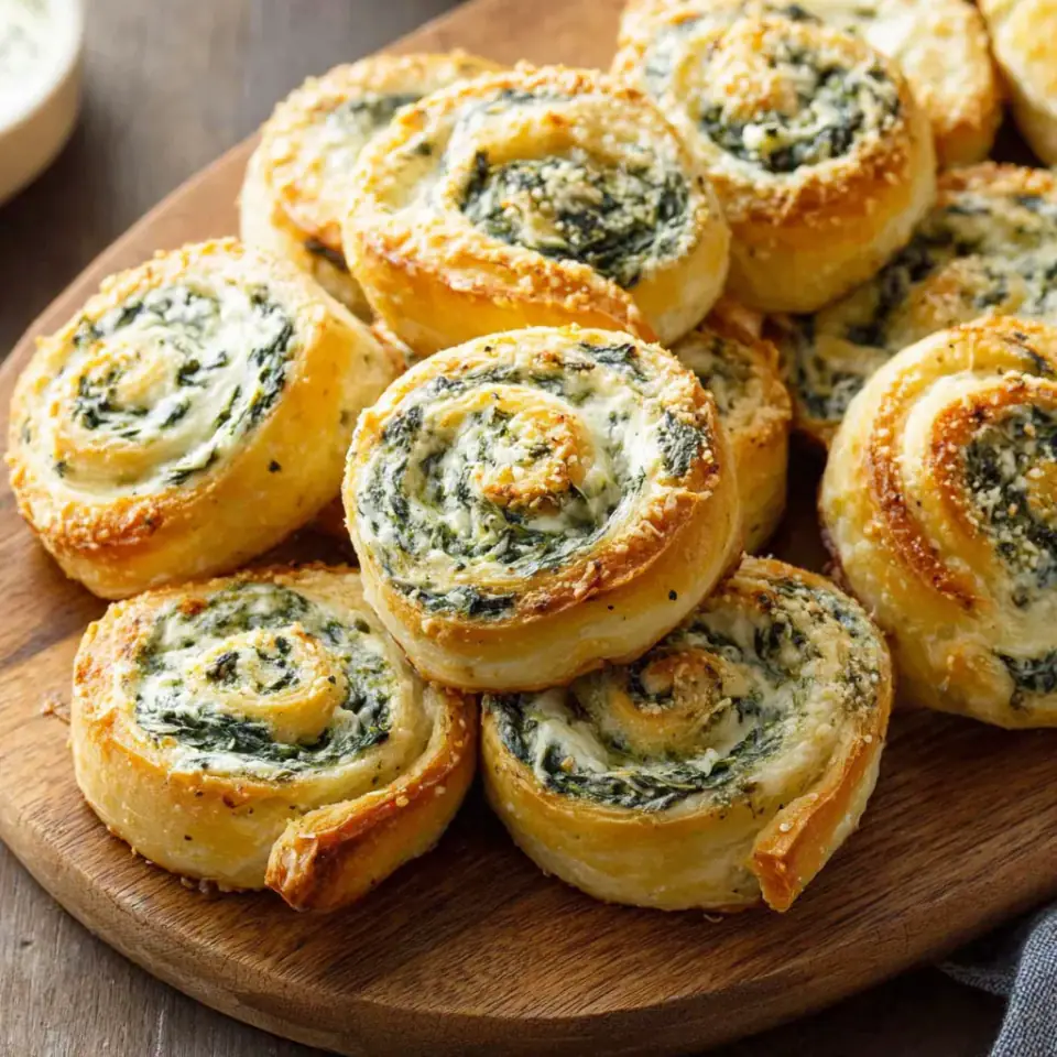 Spinach Dip Pinwheels, ready to serve