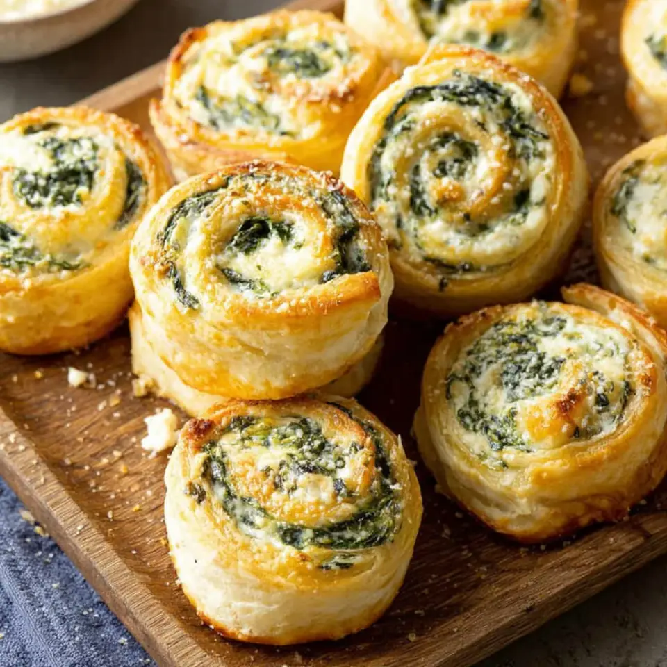 Spinach Dip Pinwheels served on the table