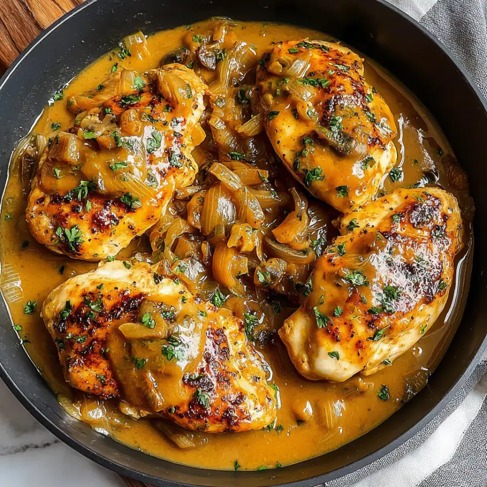 Easy Stovetop Smothered Chicken served on the table