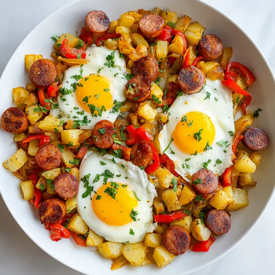Egg Potato Hash Hot Dogs served on the table