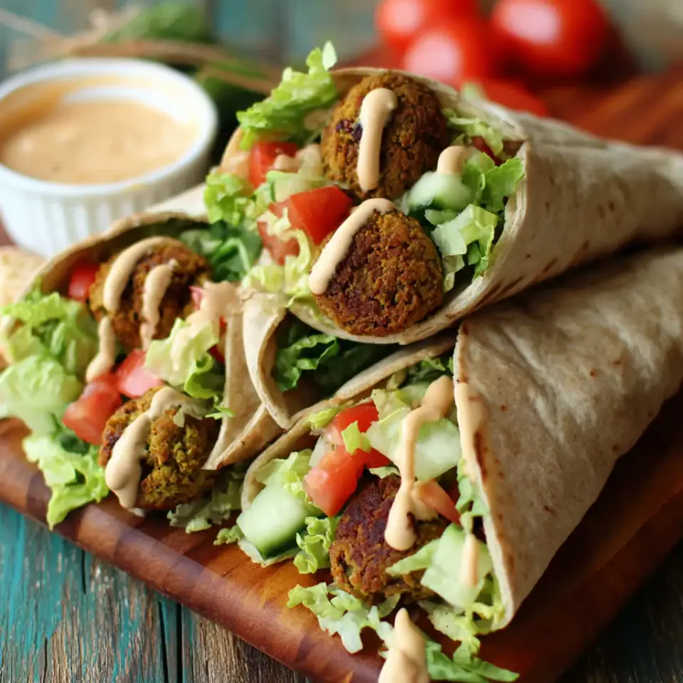 A close look at Falafel Wrap with Tahini Sauce