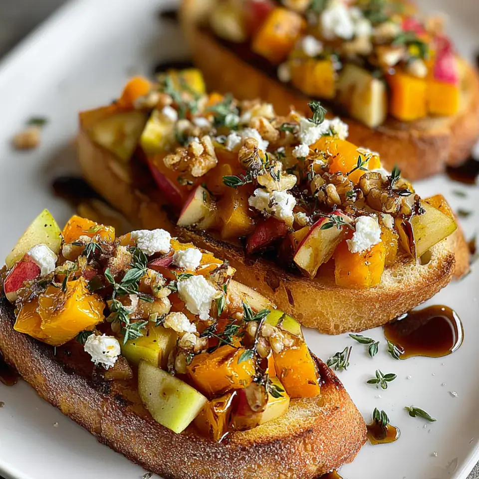 Fall Bruschetta with Butternut Squash and Apples, ready to serve
