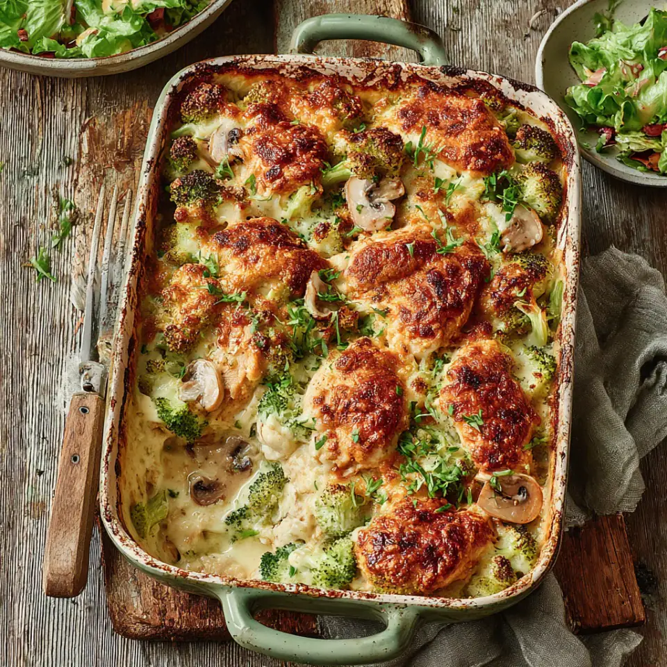 Oven-Baked Chicken Divan, ready to serve
