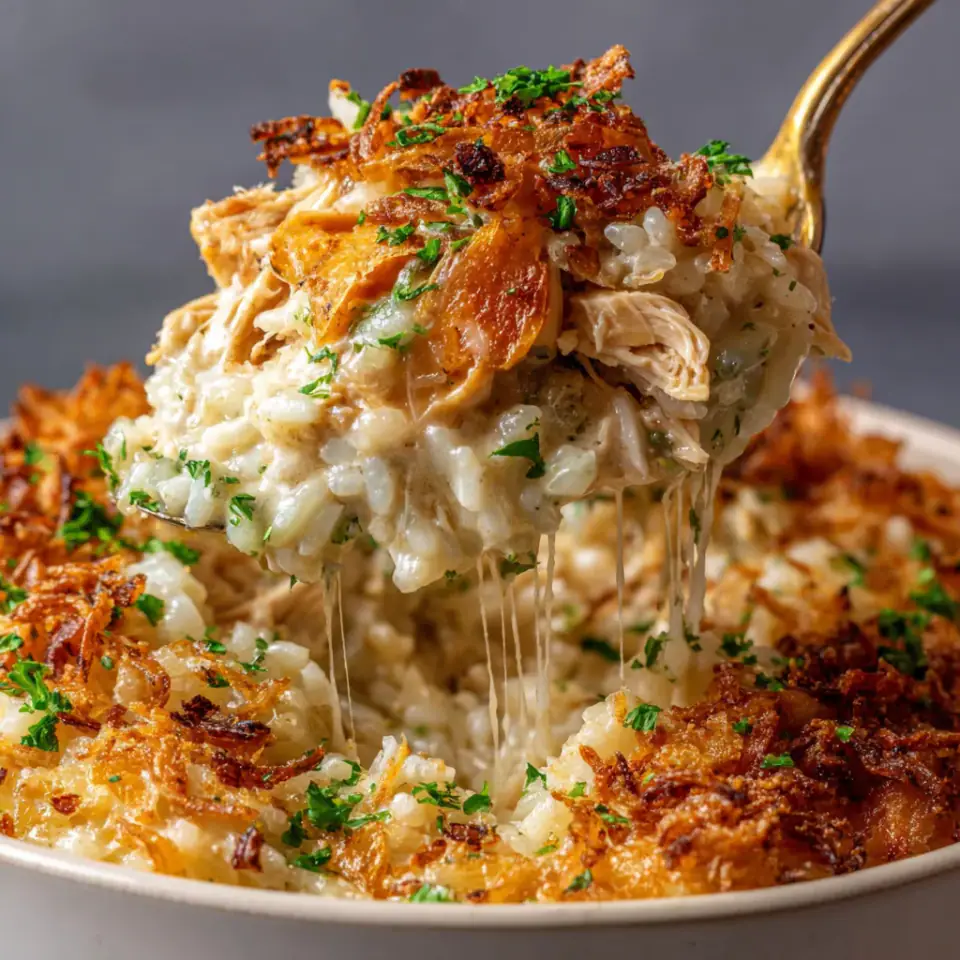 French Onion Chicken Rice Bake