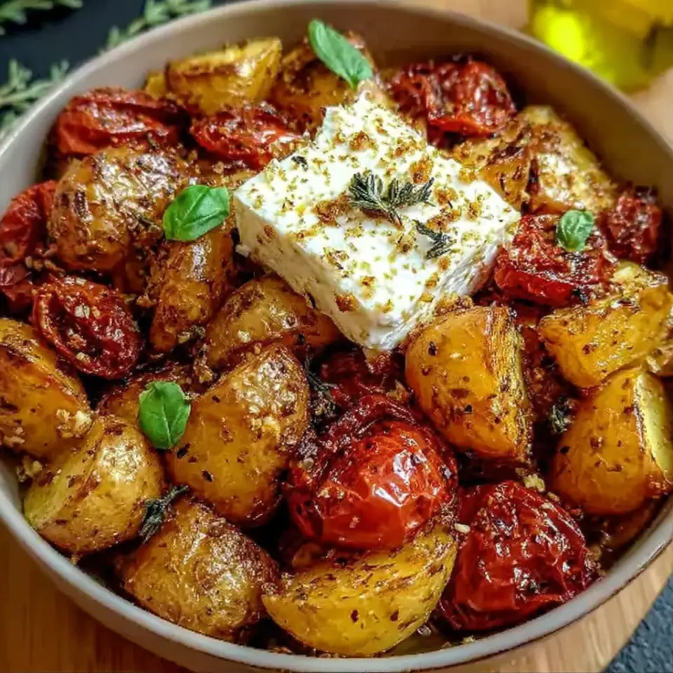 Baked Feta Potatoes with Cherry Tomatoes