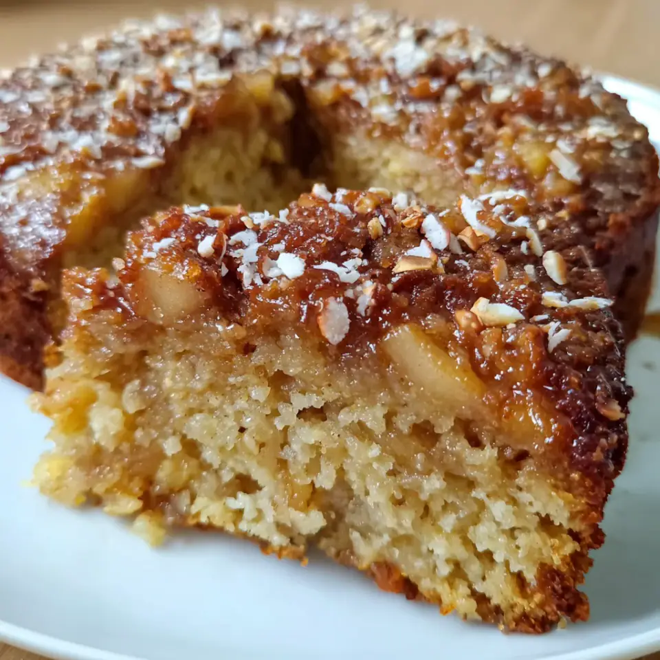 Healthy Oatmeal Apple Cake served on the table