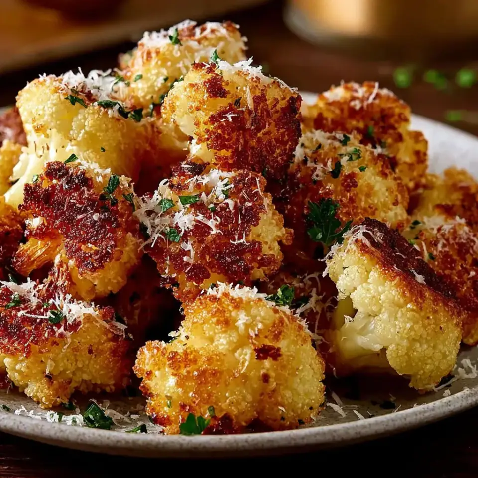 Healthy Parmesan Cauliflower Bites served on the table