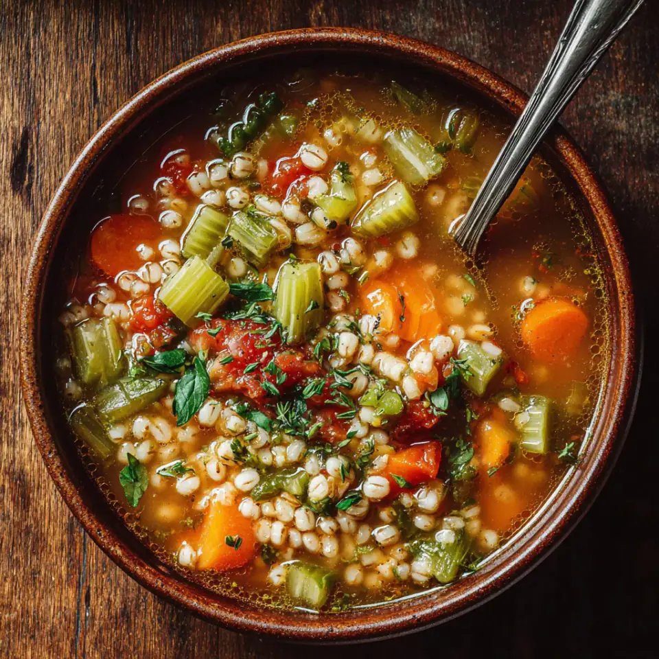 A close look at Hearty Barley Vegetable Soup